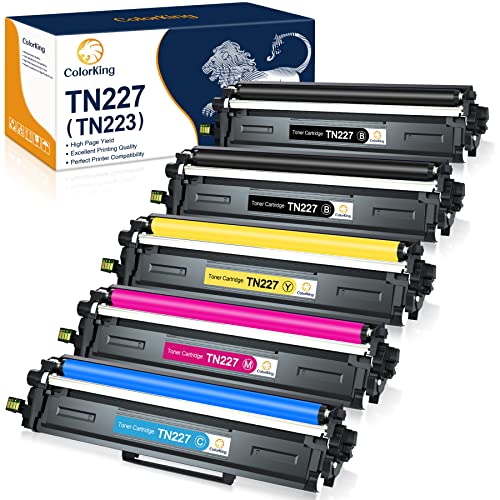 ColorKing Compatible Toner Cartridge Replacement for Brother TN227 TN227BK TN-227 TN223 TN223BK for MFC-L3770CDW HL-L3290CDW HL-L3270CDW HL-L3210CW MFC-L3710CW Printer (TN-227BK/C/M/Y High Yield, 5PK)