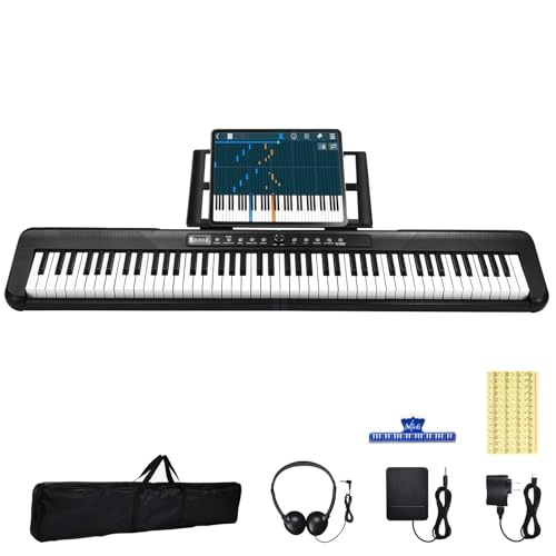 88 Key Digital Piano Full Size Semi Weighted Electronic Keyboard Piano with Music Stand, Power Supply, Sustain Pedal, Bluetooth, MIDI, for Beginner Professional at Home, Stage