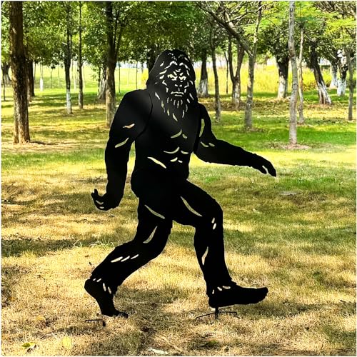 4ft Metal Bigfoot Large Size Decorative Garden Stakes Big Foot Sasquatch Gifts for Men/Women Bigfoot Silhouette Statues for Yard Art, Outside, Patio, Outdoor Decor, Garden Decorations, Lawn Ornaments