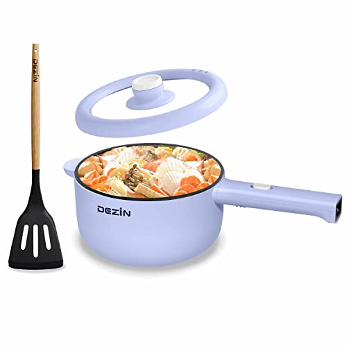 Dezin Electric Cooker, 2L Non-Stick Saut Pan, Rapid Noodles Cooker, Mini Pot for Steak, Egg, Fried Rice, Ramen, Oatmeal, Soup with Power Adjustment, College Dorm Room Essential(Egg Rack Included)