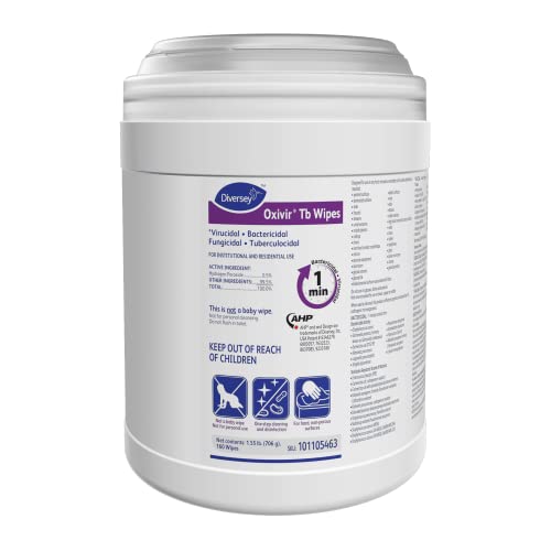 Diversey Oxivir Tb 101105463 Disinfectant Cleaner Wipes, Accelerated Hydrogen Peroxide, 160-Wipes, 1-Canister