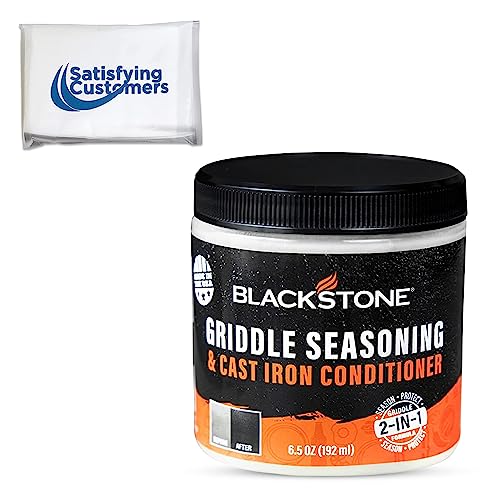 Blackstone 2-IN-1 Griddle & Cast Iron Seasoning Conditioner 6.5 OZ Effective Seasoning Rub Formula  Food Safe  Easy to Use Cleaner & Conditioner  with Satisfying Customers Travel Tissue (1Pack)
