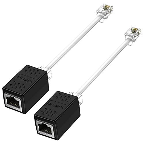 [2-Pack] Phone Jack to Ethernet Adapter, Ethernet to Phone Line Adapter RJ45 Female to RJ11 Male Converter Adapter Cable for Landline Telephone Service