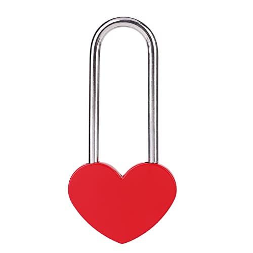 VeYocilk 3.5" 50mm Love Lock Heart Padlock,Red Single Heart Wish Lock for Lovers Wedding,Valentines,Anniversary,Travel, Valentines Day(NO Key)