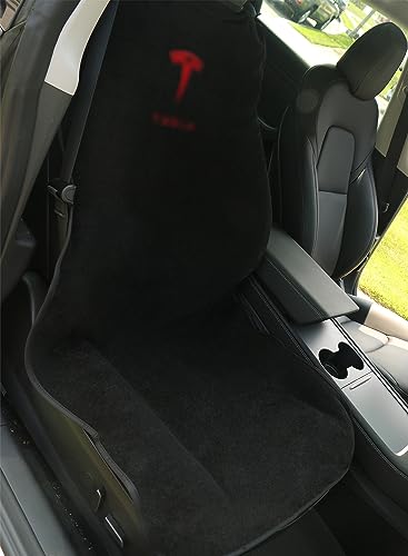 Fawyn Upgraded Compatible with Tesla Seat Cover, Model S / 3 / X/Y Seat Cover,Car Seat Covers for Front Seats, Towel Seat Cover no Strap, Sweat Towel Car Seat Cover for Post Gym(Black)