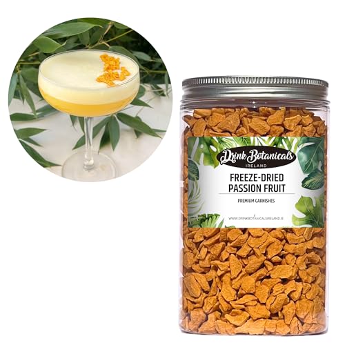 Drink Botanicals Ireland Freeze Dried Passion Fruit Pieces | 100% Natural | 40+Servings | Non-GMO, Gluten Free | Passion Fruit for Cocktails, Garnishing, Purees, Baking | 2.47 oz | 70 Grams (PET Jar)