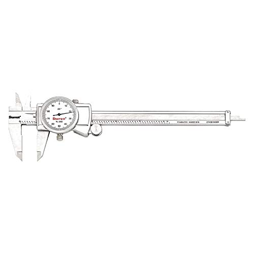 Starrett Dial Caliper with Adjustable Bezel and Fitted Case - White Face, 0-6" Range, -0.001" Accuracy, 001" Graduations - 3202-6