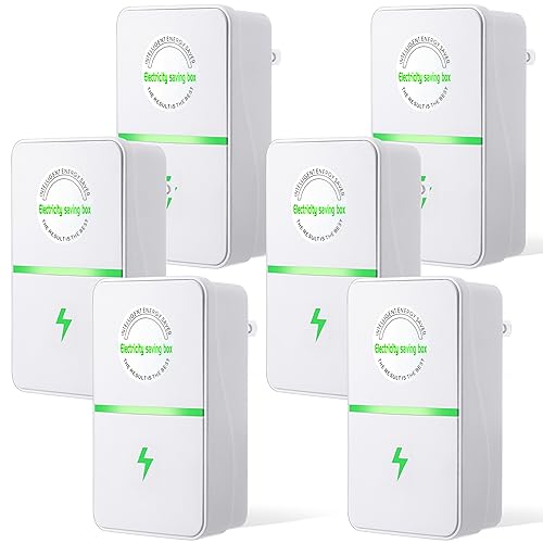 Kanayu 6 Pcs Power Saver Energy Saver Household Electricity Saving Box with US Plug 90V-250V 30KW Energy Saving Device for Electricity Home Market Office, White