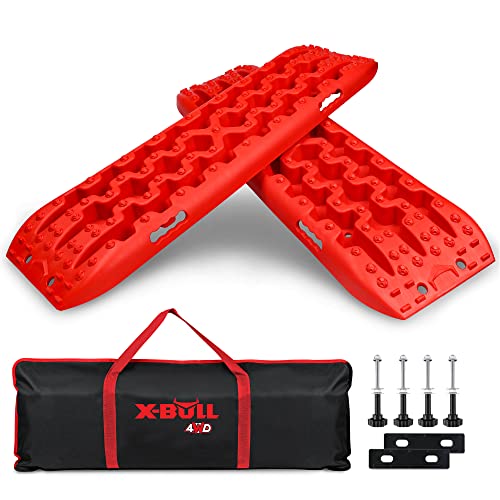 X-BULL New Recovery Traction Tracks Sand Mud Snow Track Tire Ladder 4WD (Red,3gen)