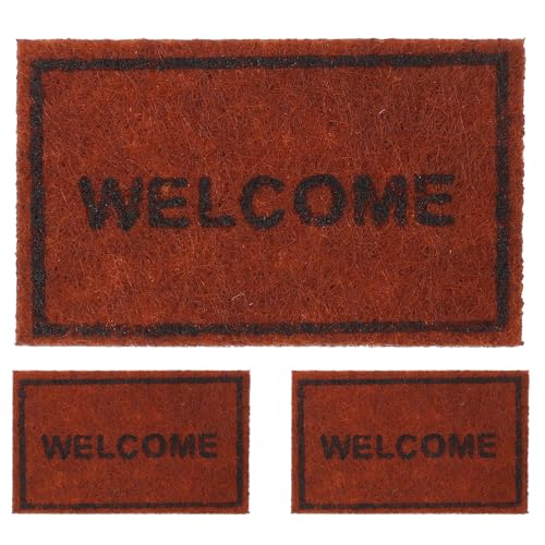 NUOBESTY 3pcs Dollhouse Miniature Carpets Vintage Mini Welcome Floor Mat Pad Floor Rug Cover Blankets Dollhouse Furniture Decoration Accessories