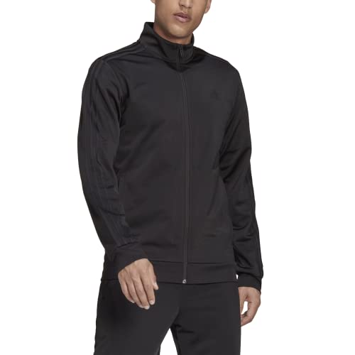 adidas Men's Warm-up Tricot Regular 3-stripes Track Jacket Black/Black Large