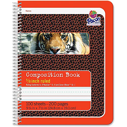 Pacon Primary Composition Spiral Book 5/8-in. Ruled, 100 Sheets, Red (2432)