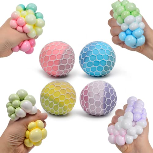 Dhjrefhhd 1Pcs Colored Soft Grape Mesh Pressure Balls Squeeze Change Color Balls Stress Relieve Sensory Squishy Balls Hand Exercise Bouncy Balls. (Purple or Randomly Color)