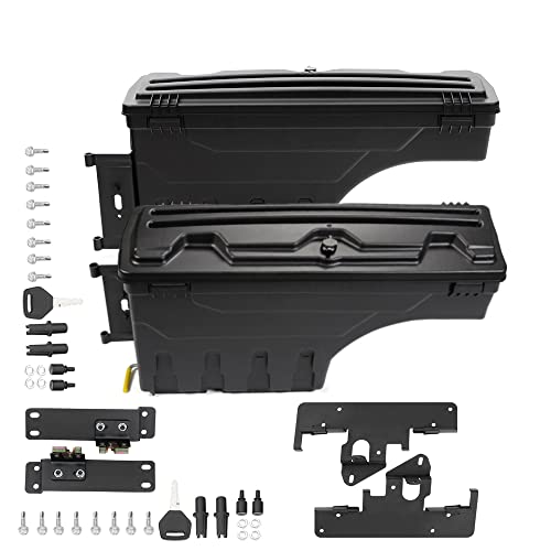 OLVEVLO3 2Pcs Truck Bed Storage Box For Toyota Tacoma 2005-2022 Tool Box Rear Driver (Left) & Passenger (Right) Side, SC401P, Black (Driver Side & Passenger Side)