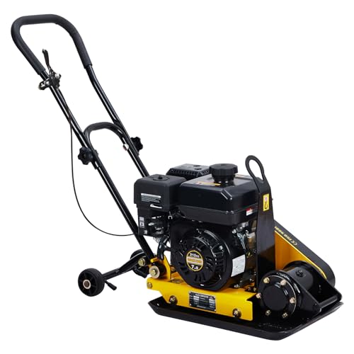 Garvee 7HP Plate Compactor Rammer, 212CC Gas Engine, 4200lbs Compaction Force Rammer Jumping Jack Tamper, 22.1x15.9 Inch Plate, 5600 VPM Pavement Compactor for Walkways, Asphalts, Paver Landscaping