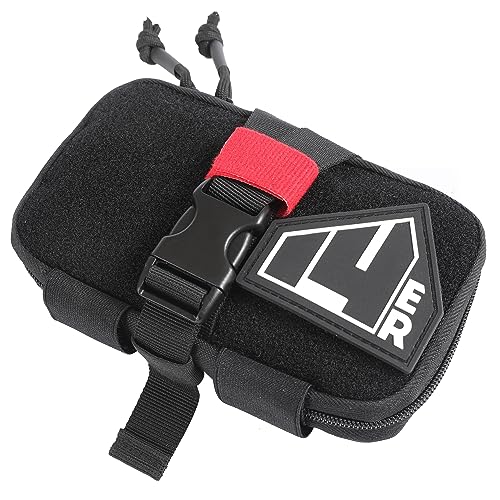 14er Tactical IFAK Pouch | Small IFAK MOLLE Pouch EDC w Tourniquet Straps | EMT Tactical First Aid Bag Empty | IFAK Pouch MOLLE Rip Away Utility Belt Pouch (Black)