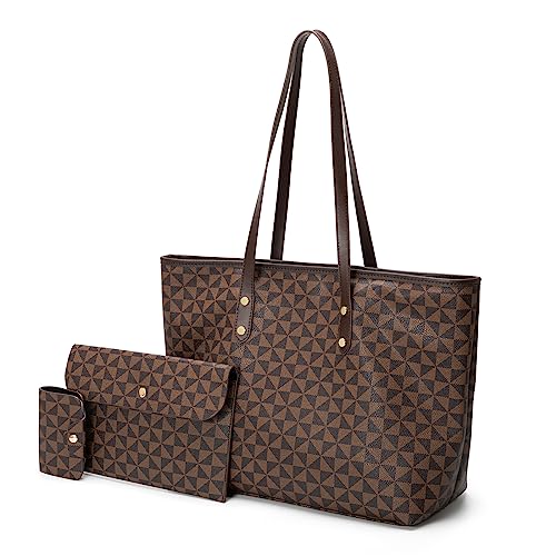 Women's Shoulder Bags Satchel Handbags Fashion Checkered Wallet Tote Bag Shoulder Bag Top Handle Satchel Purse Set 3pcs