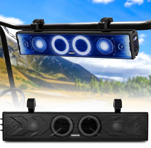 purevox UTV Sound Bar,26 Inch ATV Soundbar Music Sync Multicolor Lights SXS Sound Bar Waterproof Bluetooth Golf Cart Sound Bar for Polaris RZR Can-Am Defender Maverick
