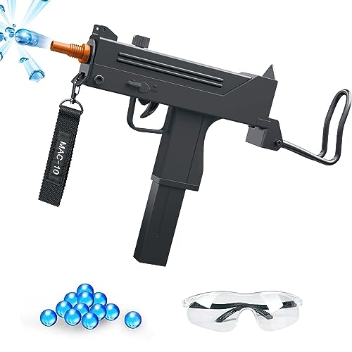 GelBom MAC-10 Electric Gel Ball Blaster for Outdoor Activities Shooting Games, Eco-Friendly Water Bead Splatter Ball Gun with Adjustable Semi or Automatic Dual Modes for Adults, Black