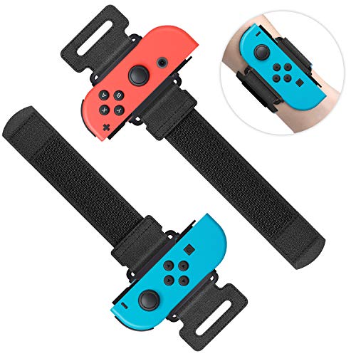 Wrist Bands Compatible with Just Dance 2024 2023 2022 & for Zumba Burn It Up for Joy Con, 2 Pack Adjustable Elastic Straps for Nintendo Switch & OLED Controllers Game for Adults and Kids Black
