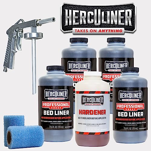 Herculiner Spray On Bed Liner Kit - Professional Grade, 1 Gallon Spray-On, Black