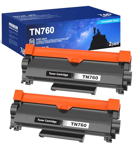 TN760/TN730 tn760 tn730 Compatible Toner Cartridge Replacement for Brother (Black,2 Pack) for use with MFC-L2710DW MFC-L2750DW HL-L2350DW HL-L2370DW HL-L2395DW HL-L2390DW DCP-L2550DW Printers