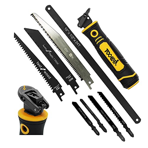 TOOLAN: 8-In-1 Multi Blades Hand Saw, Drywall Cutter Saw. Hacksaw. Long Blade Hand Saw For Cutting Drywall, Sheetrock, Wood, Metel, Plastic, Plywood. Portable Hand Saw