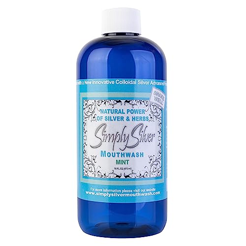 Simply Silver Mouthwash - All Natural Colloidal Silver Mouthwash Alcohol, BPA, Cetylpyridinium Chloride, and Fluoride Free, 16 Fl Oz (Mint)