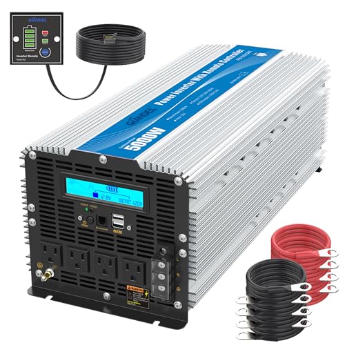 5000Watt Heavy Duty Modified Sine Wave Power Inverter Approved by ETL Converts DC 12volt to AC 120volt with LCD Display 4 AC Sockets Plus Dual USB Ports & Remote Control for Truck RV and Emergency