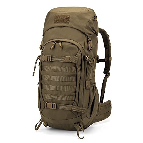 Mardingtop 50L Molle Hiking Internal Frame Backpacks with Rain Cover for Camping,Backpacking,Travelling(Khaki)