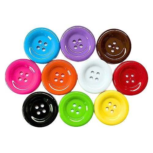 KongKwan 2 inch Button Color Plastic Resin Circle Big Button 2 inch 10 Colors - DIY Sewing Craft