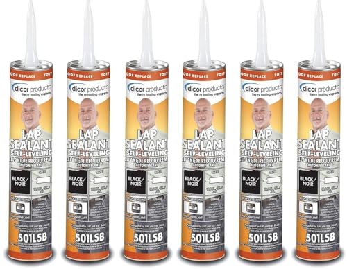 Dicor 501LSB-1, Self-Leveling Lap Sealant, RV Roof and Repair, Black, 10.3 OZ Tube, Pack of 6