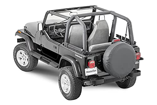 MasterTop Sport Bar Pad Covers, Black Denim - Fits Jeep Wrangler YJ 1992-1995 - UV, Rain and Rip Resisant - Protects Roll Bars from Water, Scratches, and Fading