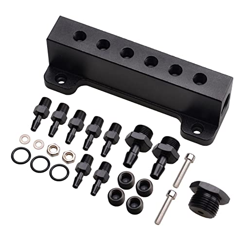 CNRAQR 6 Port Vacuum Block Intake Manifold Kit Fuel Wastegate Turbo Boost 1/8NPT Compatible with Boost Controllers and Meters,for Racing