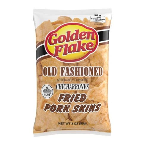 Golden Flake Snack Foods Old Fashioned Pork Rinds 3 oz. Bag (6 Bags)