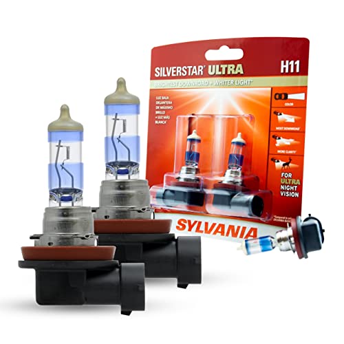 Sylvania H11SU.BP2 SilverStar ULTRA H11High Performance Halogen Headlight Bulbs with Alloy Coating, White (2 Pack)