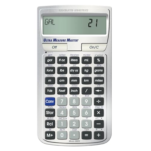 Calculated Industries 8025 Ultra Measure Master Professional Grade U.S. Standard to Metric Conversion Calculator Tool for Engineers, Architects, Builders, Scientists and Students | 60+ Units Built-in, Silver