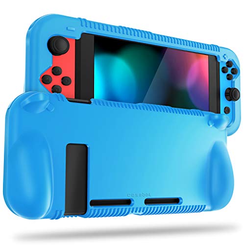 FINTIE Silicone Case Compatible with Nintendo Switch - Soft [Anti-Slip] [Shock Proof] Protective Cover with Ergonomic Grip Design, Drop Protection Grip Case (Blue)