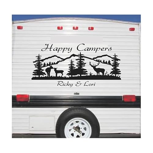 Personalized Deer Landscape Camper Decal Stickers/RV Camper Graphics/Personalized with Name/Custom Color/Custom Size