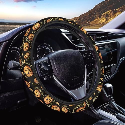 AFPANQZ Pumpkin Pattern Car Steering Wheel Cover Soft Sweat Absorbing Non-Slip Steering Wheel Covers 15 inch Universal Fit Alomost Cars SUVs Truck Halloween Car Interior Decoration