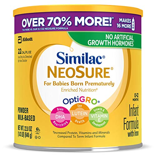 Similac NeoSure Premature Post-Discharge Infant Formula, Powder Baby Formula, 22.8-oz Value Can, Pack of 4