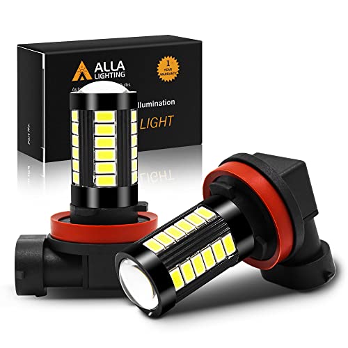 Alla Lighting Super Bright H8 H11 LED Fog Lights Bulbs or DRL, 6000K Xenon White H16 H11LL H8LL H1155 Replacement, 2800 Lumens 5730 33-SMD 12V for Cars, Trucks, SUVs, Vans