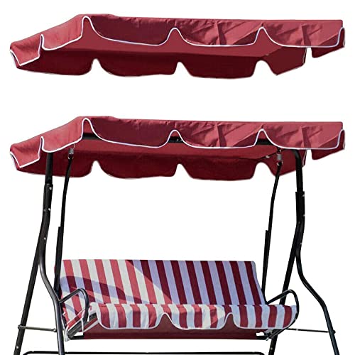 Timoau Porch Swing Canopy, Replacement Waterproof Swing Top Cover, Garden Swing Seat Replacement Canopy Sun Shade Awning Cover Outdoor Patio Ham-Mock Swing Canopy Red