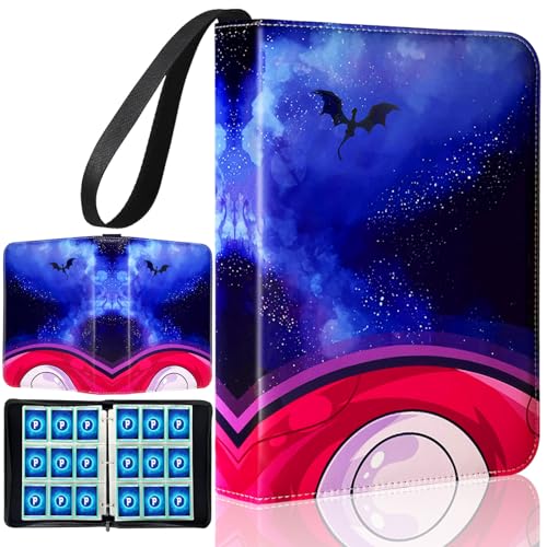 Dmoicols Card Binder for Game Trading Cards, with 990 Pockets 55 Sleeves. Collectible Trading Card Holder Case Card Packs Binders Album Book with Zipper for Boys Girls Gifts