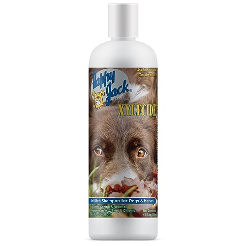 Happy Jack Xylecide, Itch Relief Shampoo for Dogs, Control Ringworms, Itchy Skin Treatment for Hot Spots, Seborrheic Dermatitis, Dandruff, Psoriasis, Eczema, Kennel Itch (12 oz)