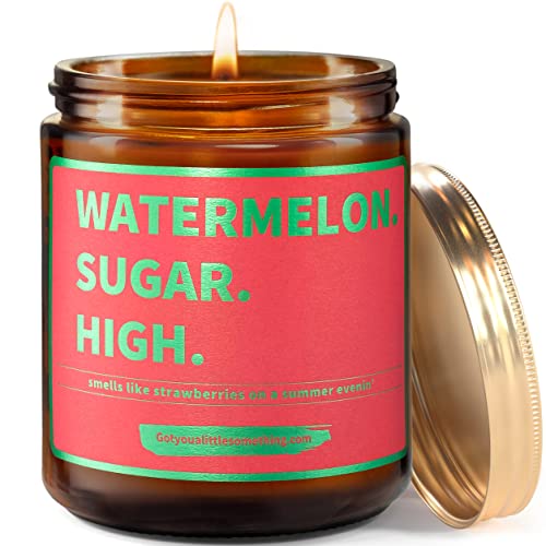 Watermelon Sugar High - Handmade Natural Soy Candle - Harry Styles Candle - Harry Merch - Harry S One Direction Present Idea Music Themed Gift for Fans