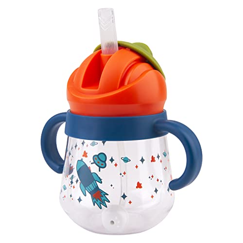 Sippy Cup for Baby Months 6+, Weighted Straw Non Spill Cup for Toddlers, Baby Straw Cup with Handles, Spill-Proof, Leak-Proof Soft Spout Cup 260ml, BPA Free