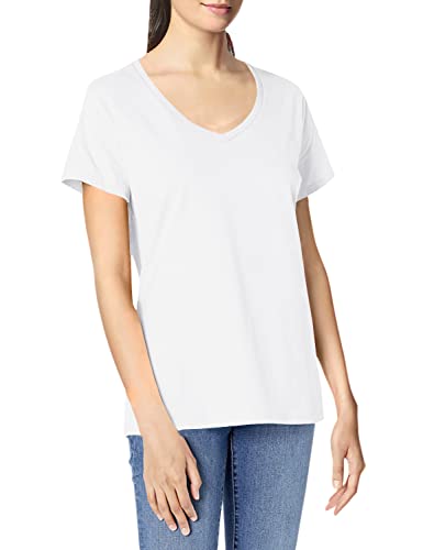 Hanes womens Nano Premium Cotton V-neck Tee fashion t shirts, White, Large US