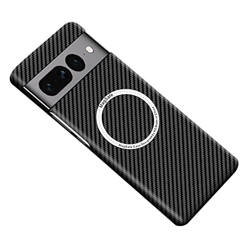 FLURIKA Magnetic Case for Google Pixel 7 Pro Case Compatible with MagSafe Charger Carbon Fiber Slim Ultra Extremely Thin Aramid Fiber Cover, Black