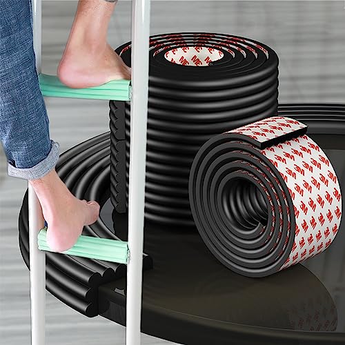 Bunk Bed Ladder Pads, Soft Extra-Wide Edge Protector, Self-Adhesive Bunk Bed Ladder Cover Foam Padding Traction Treads for Stair Steps, Sharp Edges, Table, Desk, Furniture 6.5 Ft Black